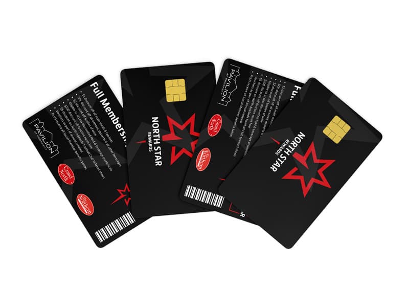 Multiple North Star Rewards membership cards fanned out on a white background