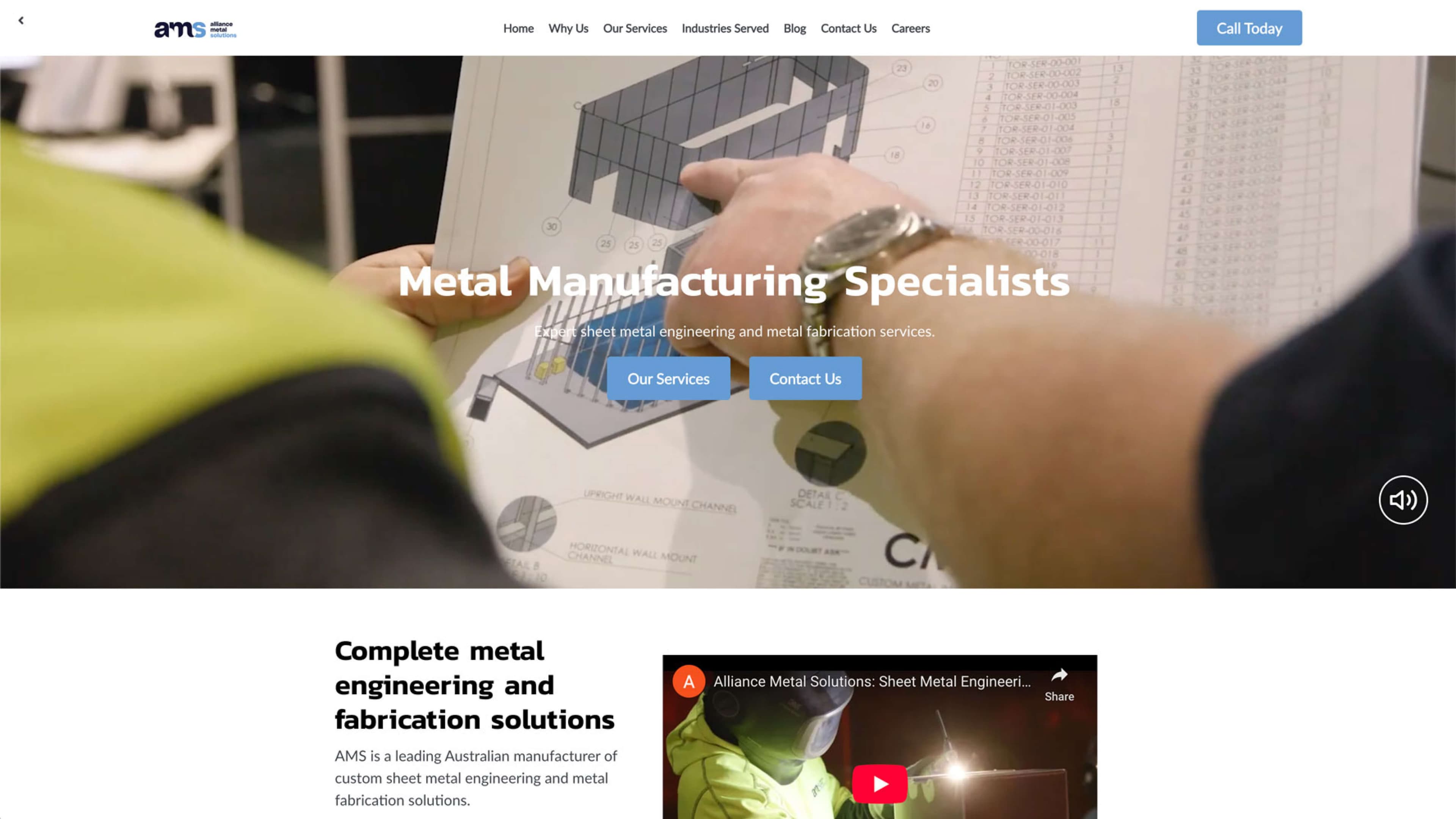 SEO-driven website design for an industrial fabrication company