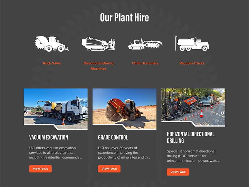 Underground Installations recent projects page listing completed trenching jobs