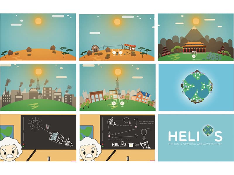 Helios Mylos children's education app illustrated screen tiles