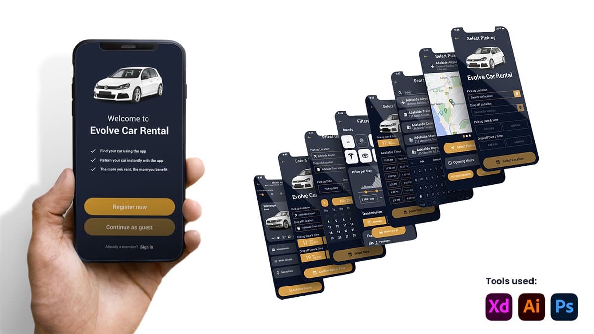 Designing a mobile car rental booking flow — a UX/UI case study