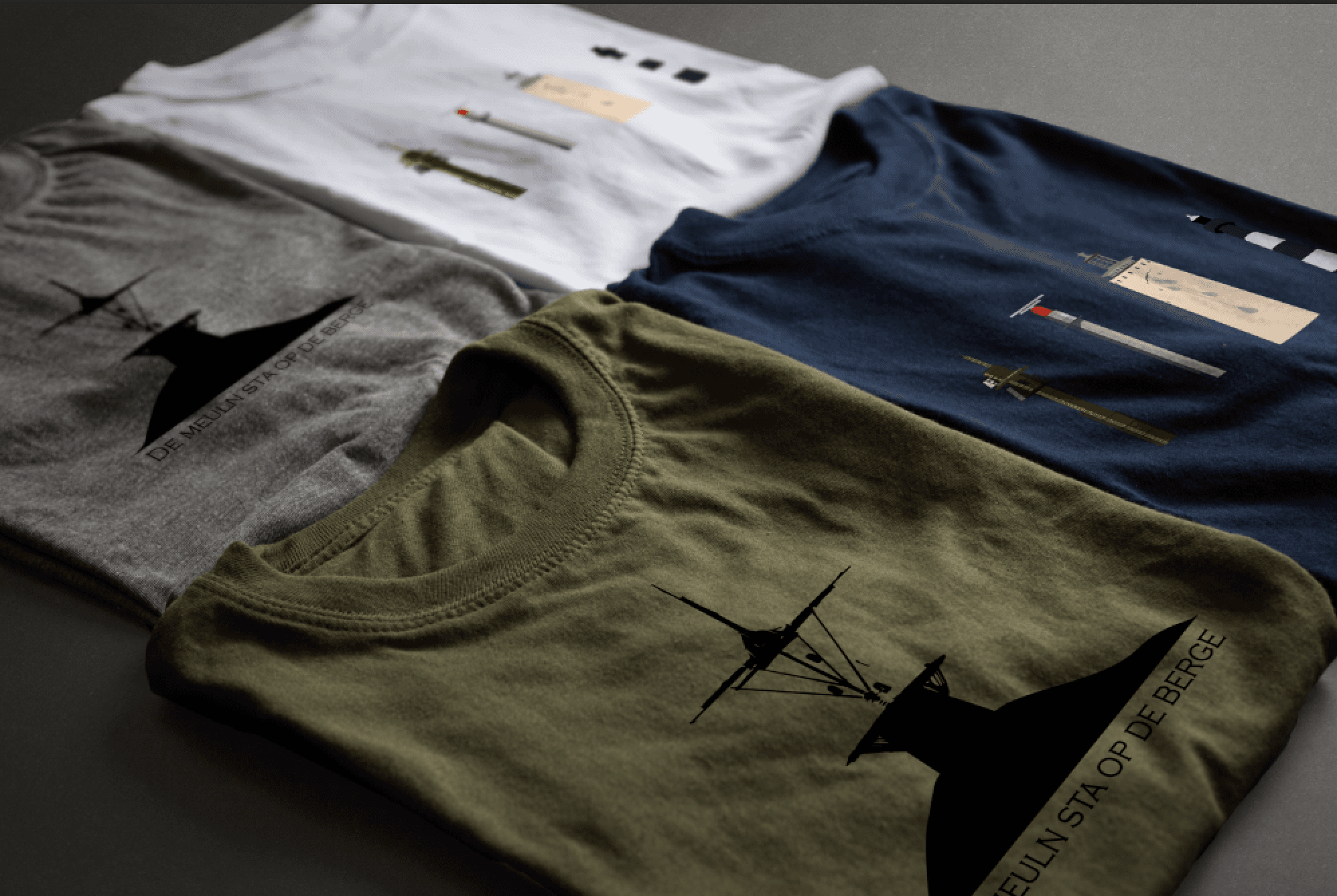 Illustrating historic windmills for a printed T-shirt series