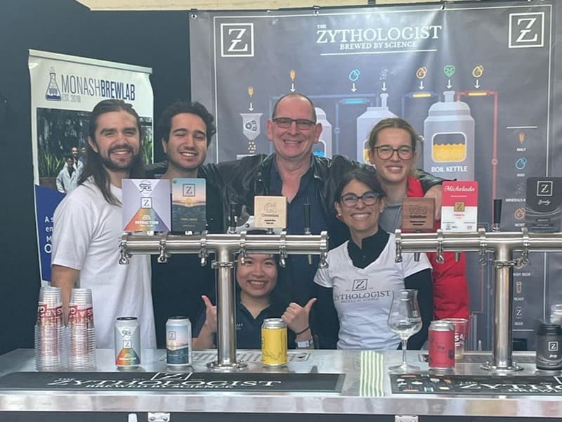 The Zythologist brewing process infographic poster showing milling to bottling steps